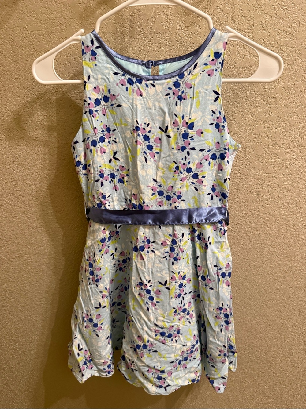 American Girl Light Blue Floral Dress with Satin Belt